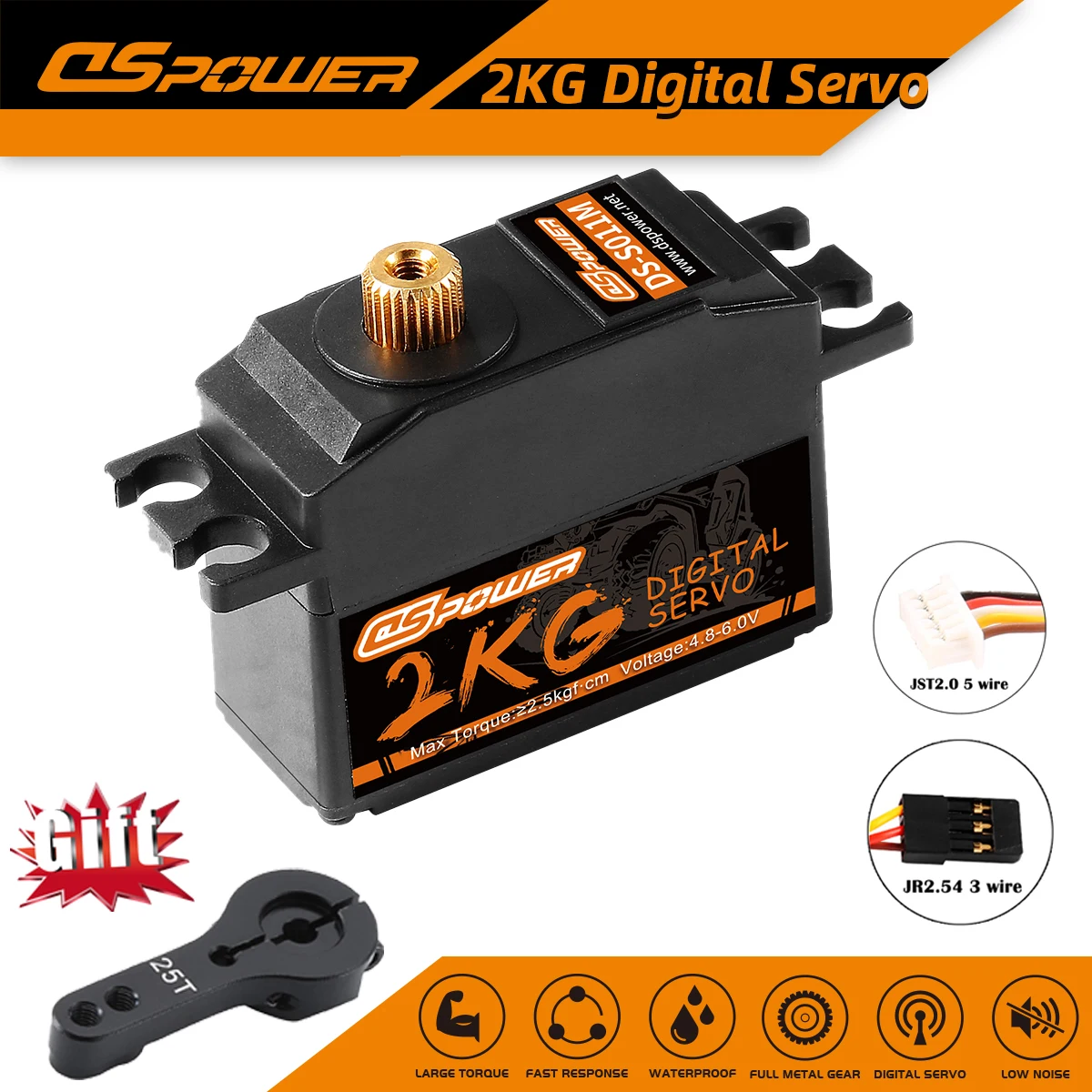 DSPOWER 2KG Metal Copper Gear Waterproof Digital Servo for 1/12 RC Car 144001 12428 124018 Mn99s Mn86 Helicopter Plane Boat Part