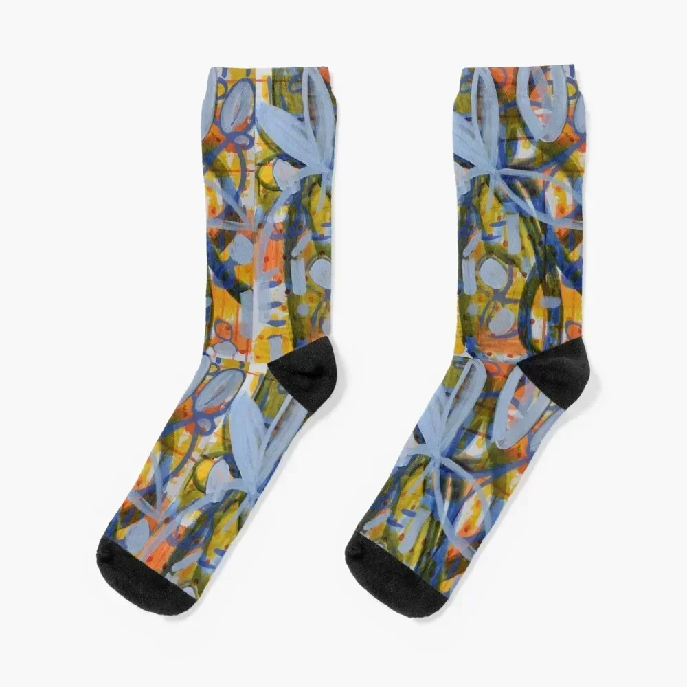 

Semi Abstract Floral and Vase Socks anime cotton Running Socks Man Women's