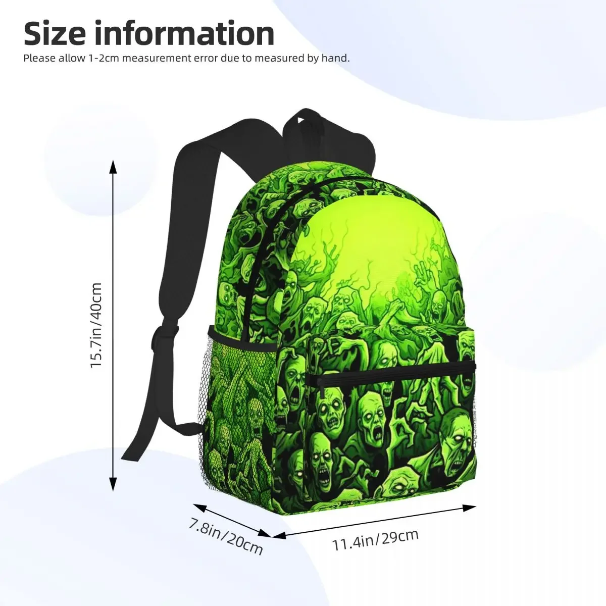 Ghost Skull Print Luminous Night Halloween Student Backpack School Bag Hiking Travel Daypack for Boys Girls Bookbag Shoulder Bag