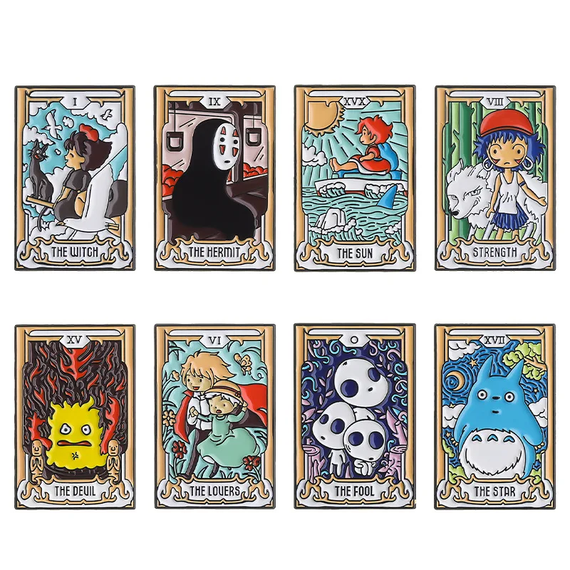 Tarot Enamel Pins Custom Noface-man Totoro Brooches Lapel Badges Cartoon Jewelry Gift