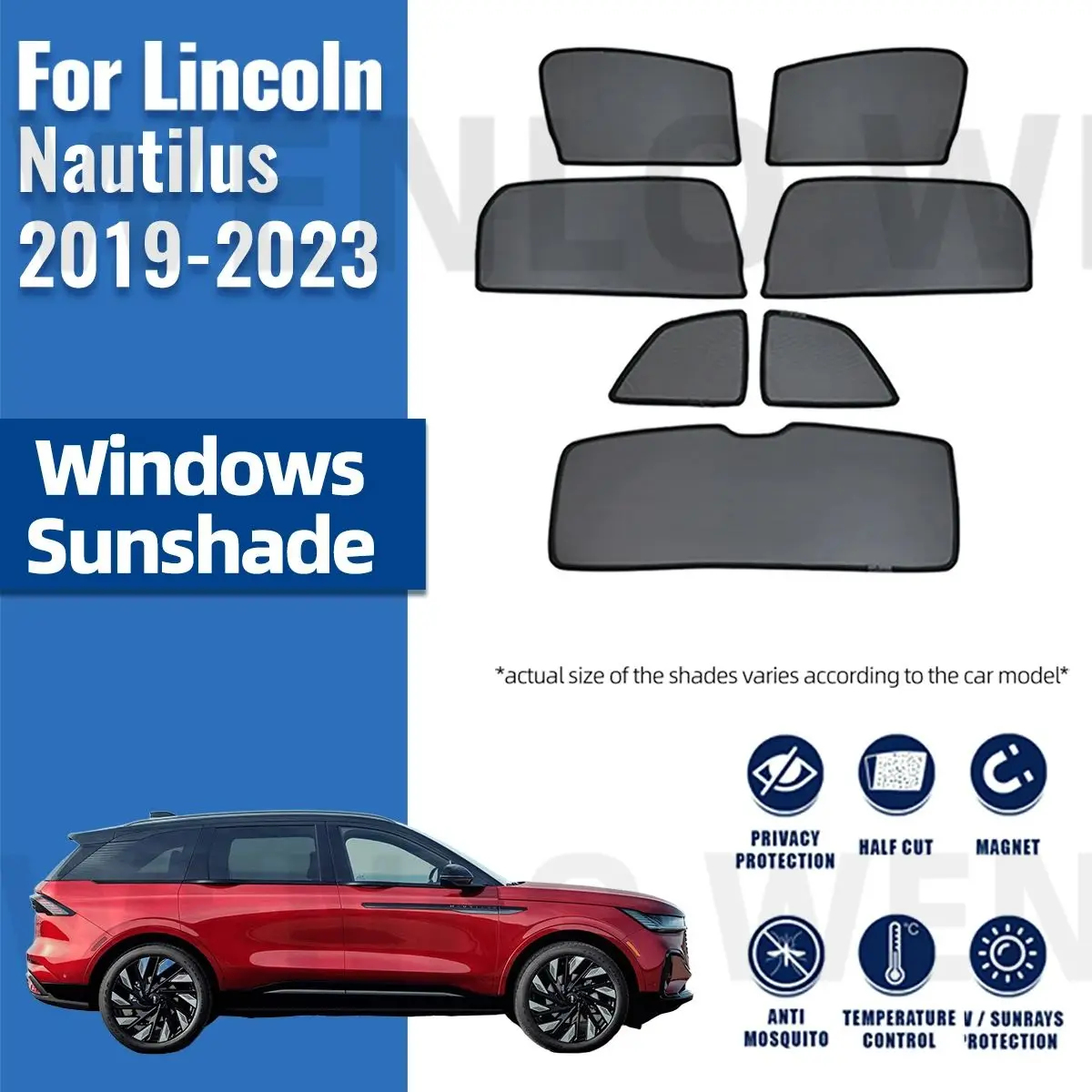 

For Lincoln Nautilus 2019-2023 Magnetic Car Sunshade Shield Front Windshield Frame Curtain Rear Baby Side Window Sun Shade Visor