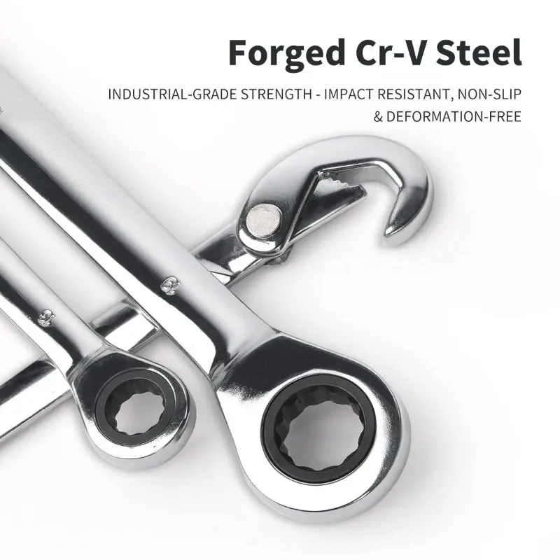 

Разводной ключ 8-14/13-19/18-32 мм, двусторонняя трещотка с 72 зубьями, крючок и большой ключ, обслуживание трубопровода