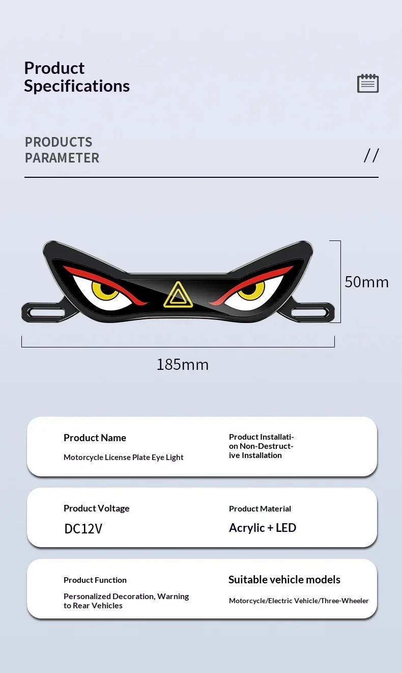 2026 Neuestes Motorrad Cool Demon Eye LED Kennzeichenbeleuchtung Wasserdichtes Ambientlicht Scheinwerfer Bremslicht Motorradbeleuchtung – Detail 10