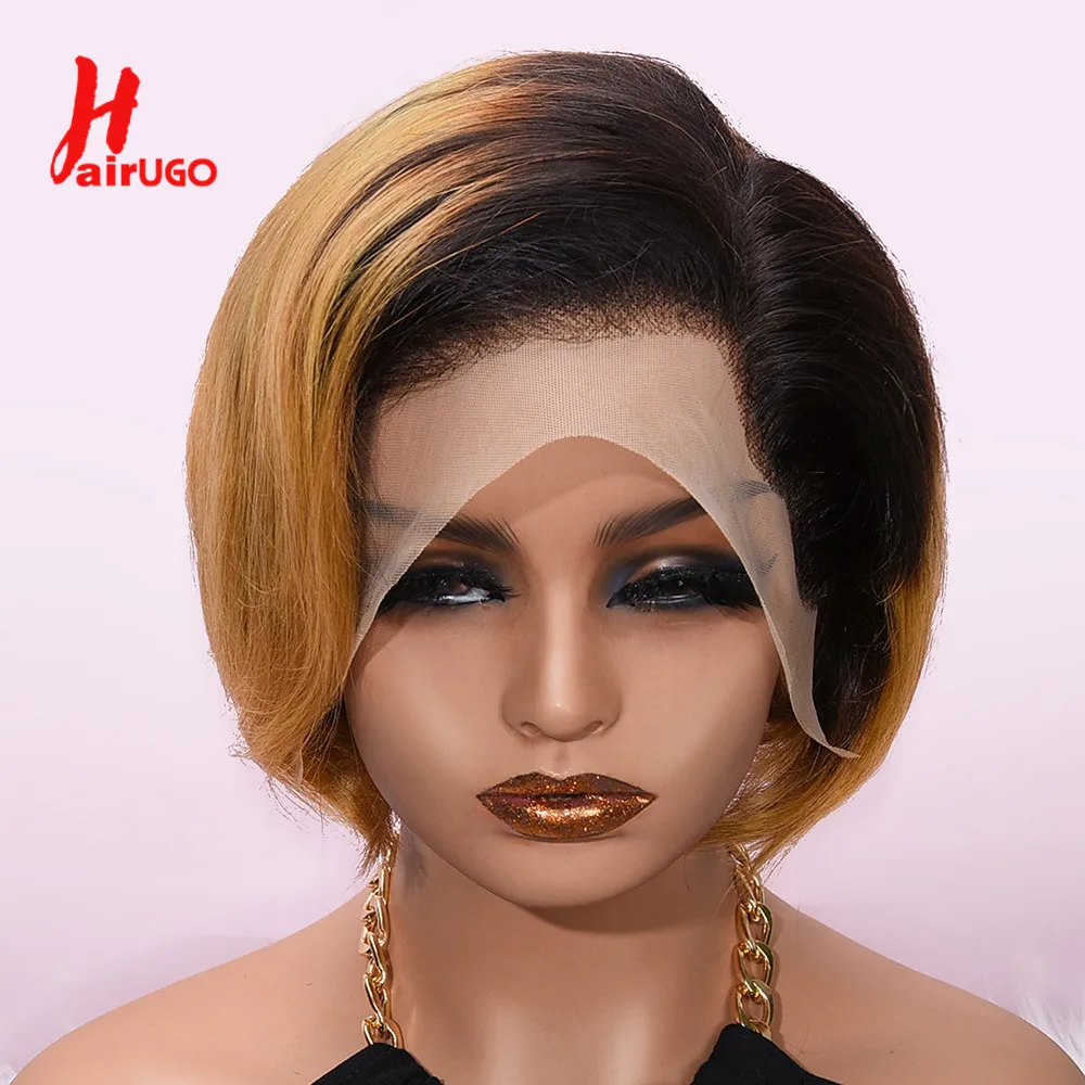 

Цветные короткие парики из натуральных волос с стрижкой пикси T1B/27 Парики с стрижкой пикси 100% человеческие волосы Remy Omber Прямые парики фронта шнурка 180%