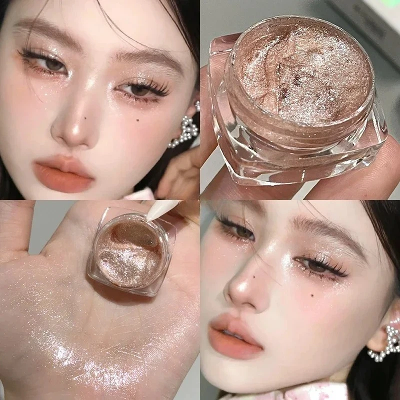 눈부신 글리터 리퀴드 젤 아이섀도우 병 반짝이는 메탈릭 실버 화이트 하이라이터 스팽글 방수 반짝이는 실크웜 메이크업