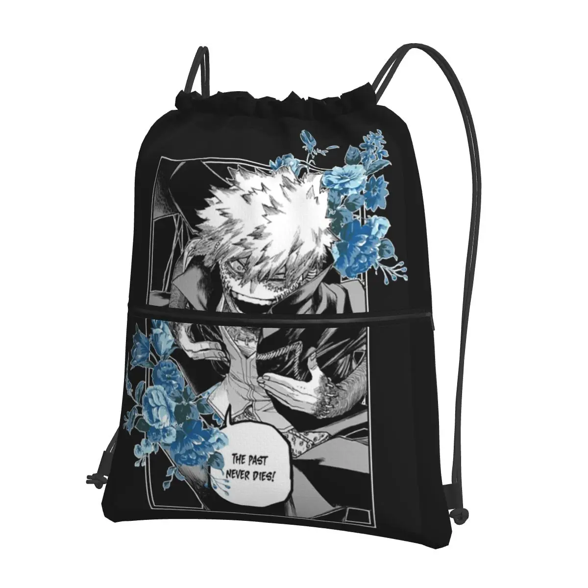 

My Hero Academia Dabi Anime Blue Flowers Backpacks Multi-function Drawstring Bags Shoes Bag Book Bags For Travel Students