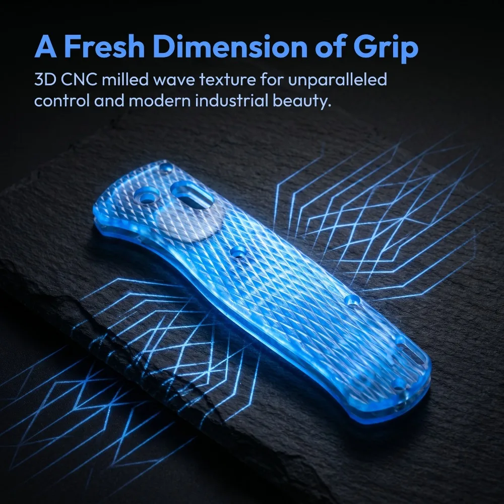 Lightweight Transparent Blue Wave Pattern Handle Scales for 535 Pocket Knife Mod DIY Replacement Handle Plates