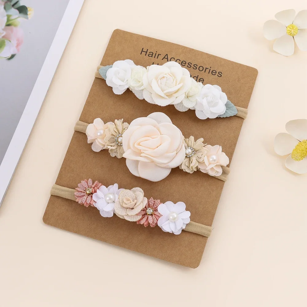 

3 шт./лот, повязки на голову для маленьких девочек, головные уборы, банты для волос с цветами, детская повязка на голову для малышей, нейлоновая эластичная повязка для волос, детские аксессуары для волос