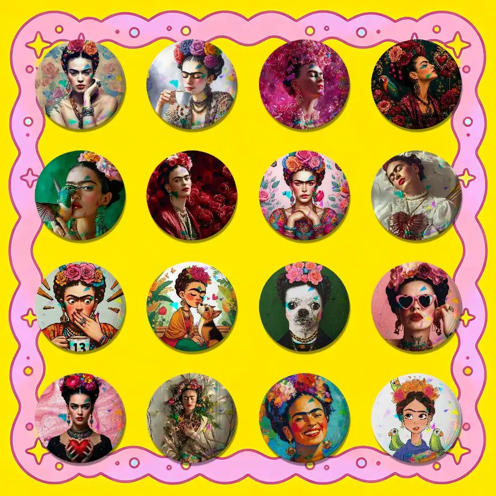 For F-Frida K-Kahlo Badge Cover Custom Pin Insignia Emblem Round Button 58mm 44mm Laser Film