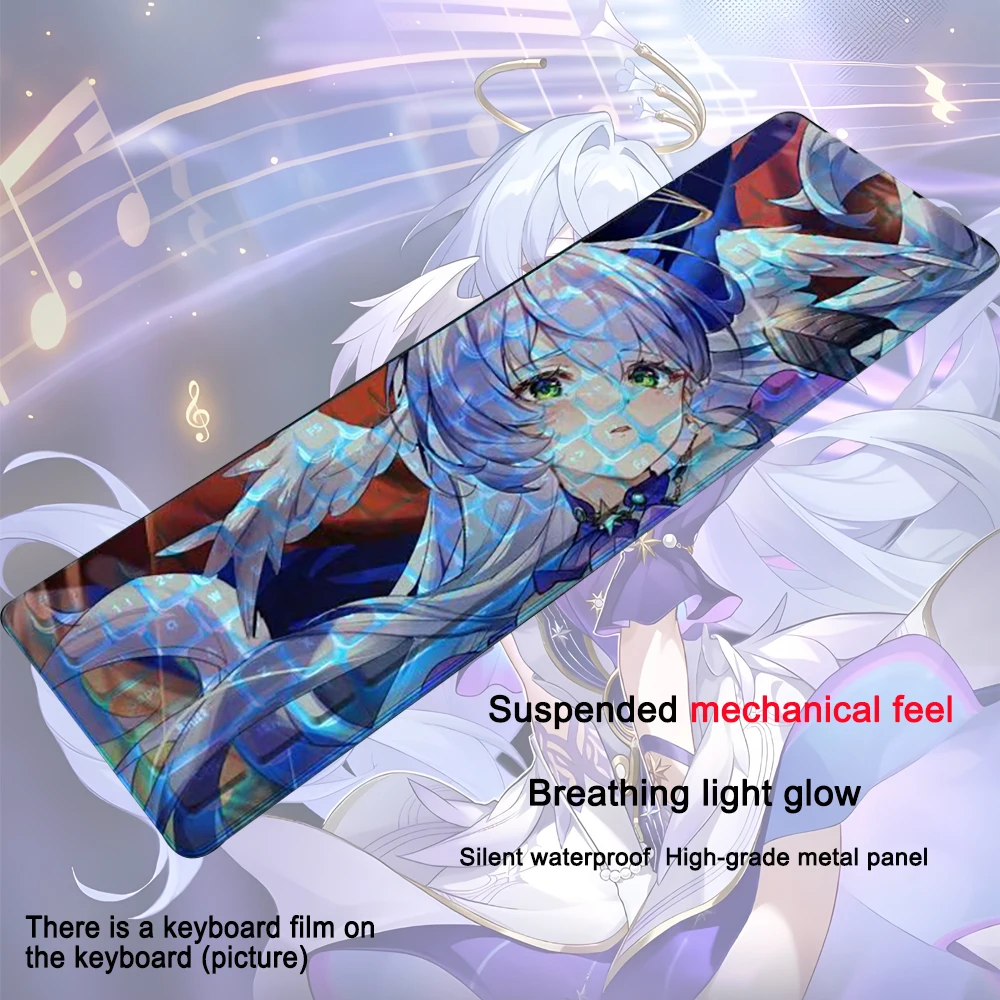 Honkai: Star Rail Keyboard 104 Keys Gaming Anime Robin USB Wired Backlit Gaming Keyboard Keycap For Office Laptop Games Computer