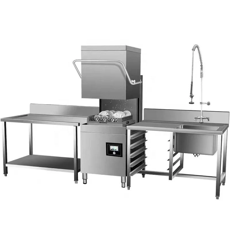 معدات مطبخ المطاعم آلة غسالة أطباق أوتوماتيكية من نوع الغطاء التجاري الكهربائي قائم بذاته #3