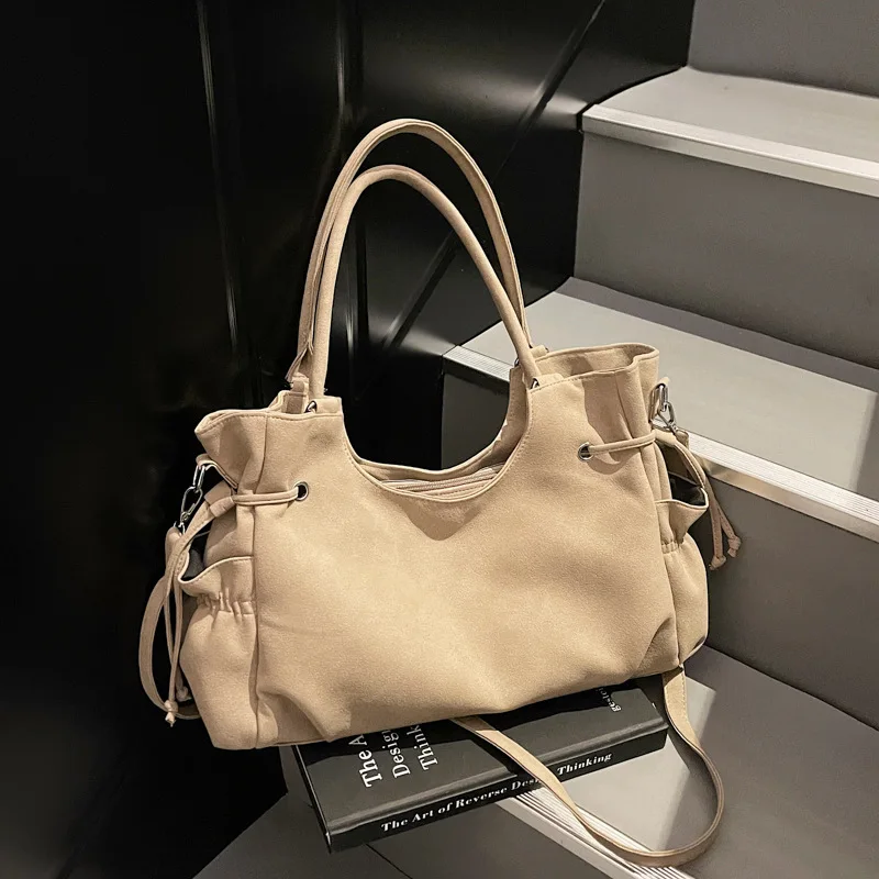 

2025 Soft Leather Vintage Tote Bag, Spacious Matte Shoulder Purse, Women's Commuter Crossbody, Day to Night Sling Bag