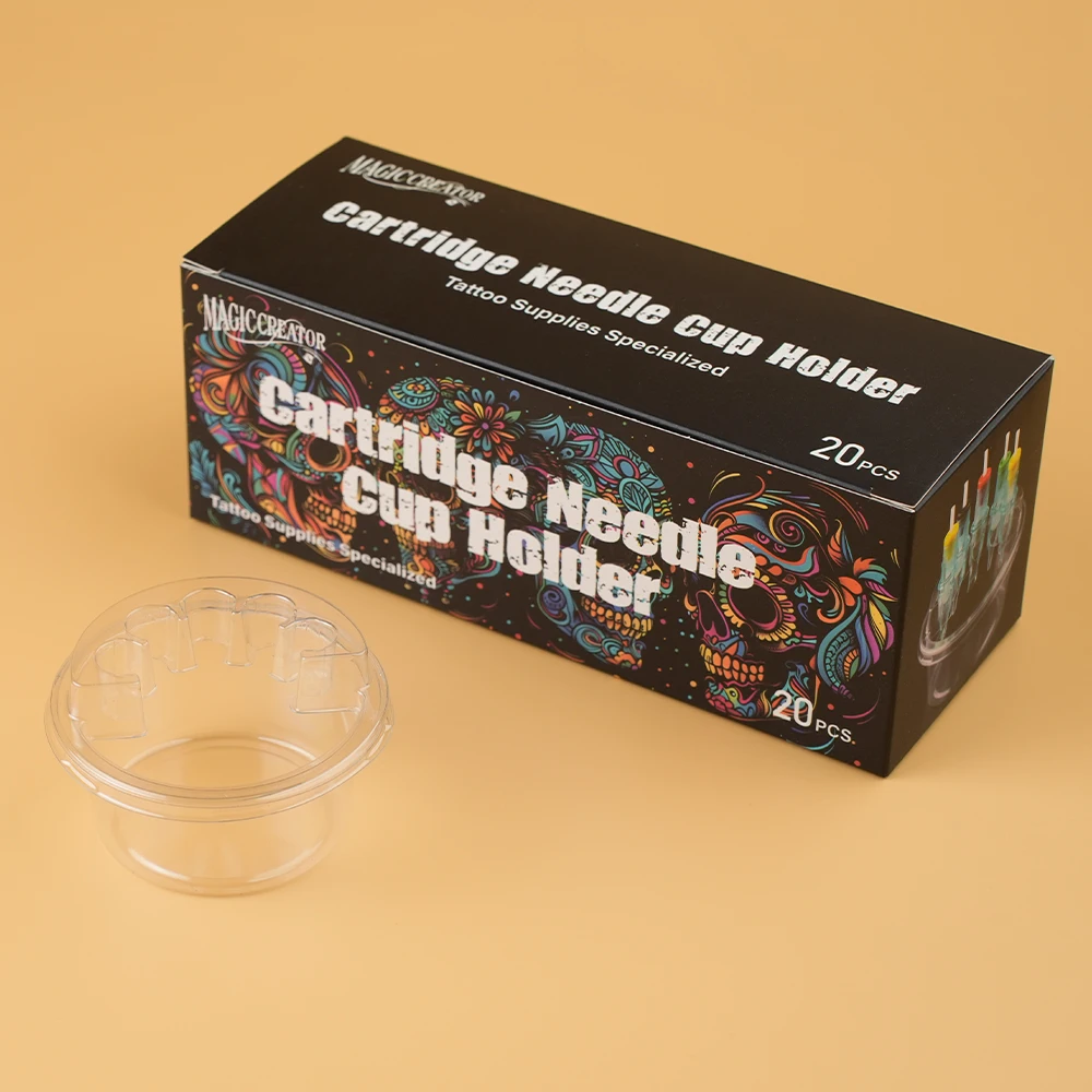 20pcs/Box Cartridge Needle Cup Holder Disposable Tattoo Needle Mouth Dip Foam Sterilized Tattoo Needles Cleaning Cup Supplies