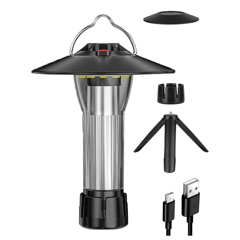 

Top!-3000Mah Camping Light With Magnetic Base Zero Light 5 Lighting Modes LED Flashlight Emergency Light