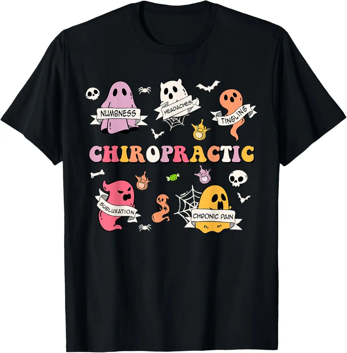 Retro Chiropractic Ghost Chiropractors Halloween Costume T-Shirt