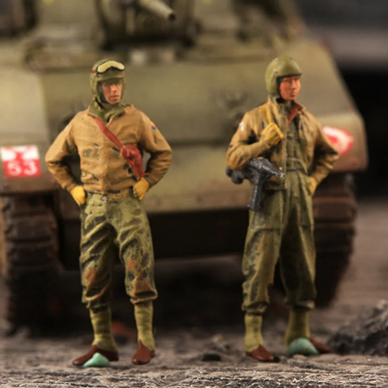 1:72 Scale Resin Captain of US Tank Troops 2-member Group Scene Accessory Model Adult Toys Classics Gifts Static Display