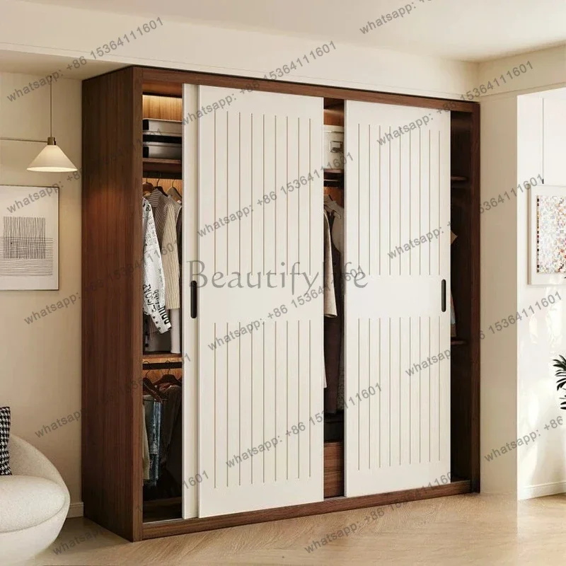 Factory Direct Sliding Door Wardrobe Large Capacity Bedroom Clothes Storage Clothing Closet Cabinet Apartment Guarda Roupa Casal