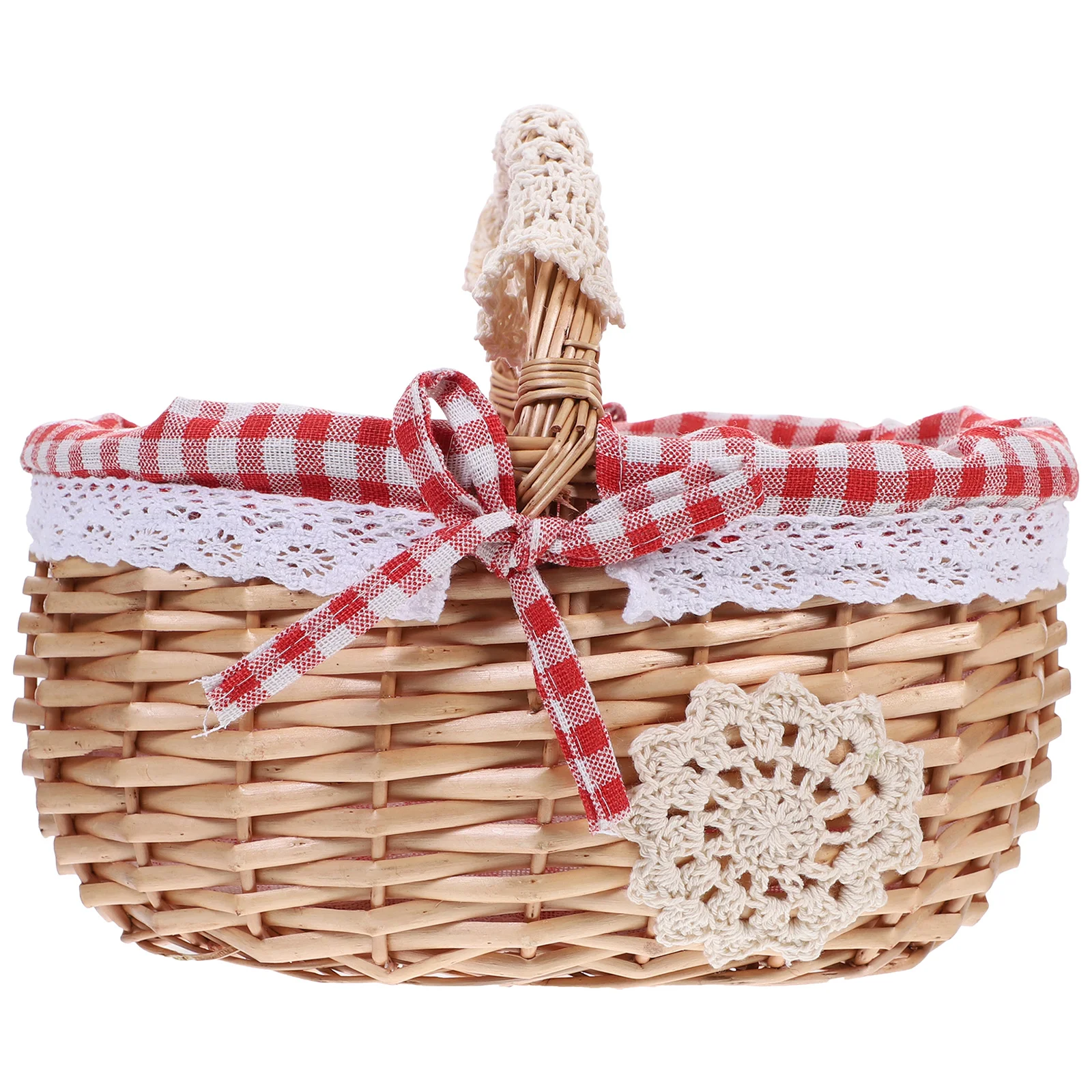 

Camping Coolers Wicker Storage Basket Simple Snacks Fruit Portable Tote Picnic Home Decorative Child