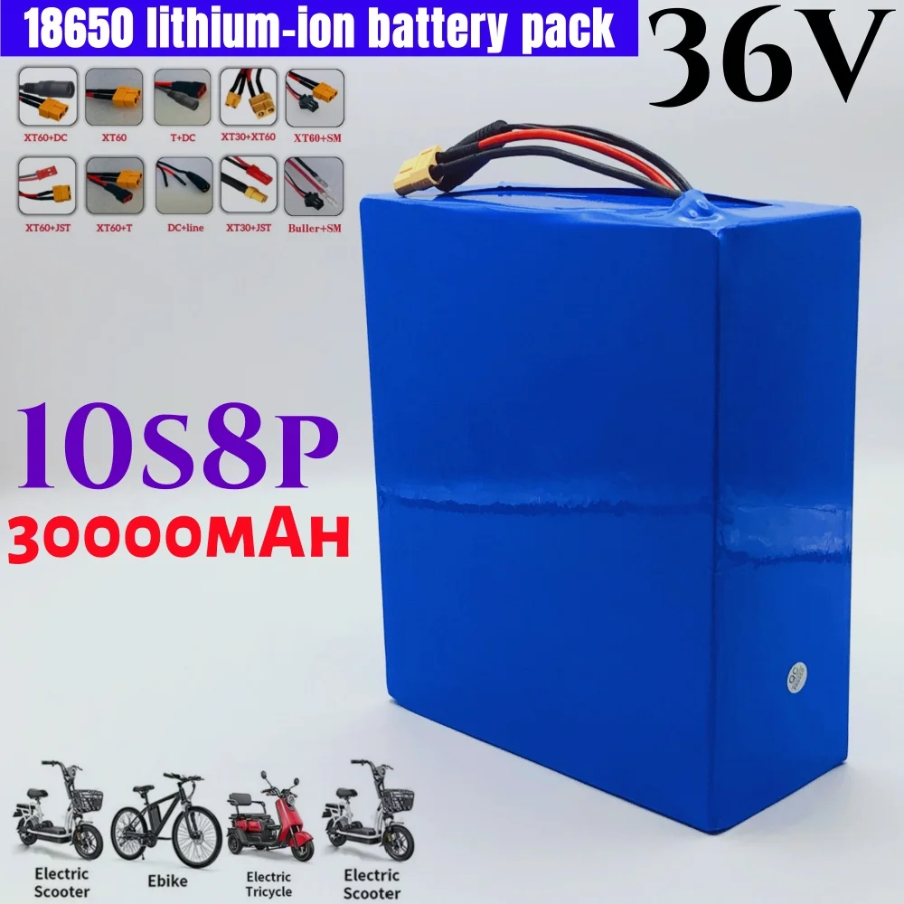 

Литий-ионный аккумулятор 18650, 10S8P, 36 В, 30000 мАч, 500-1000 Вт, подходит для электрических скутеров, транспортных средств, велосипедов с BMS