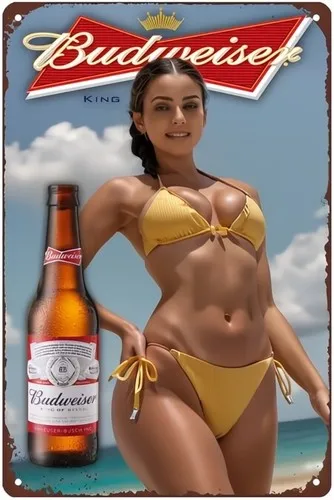 Beer Bikini Model Novelty Metal Sign ; NEW!