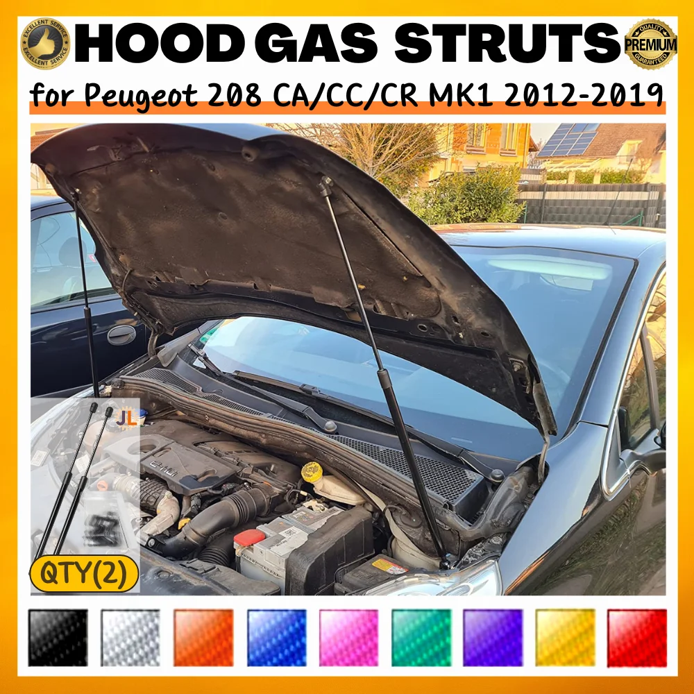 

Qty(2) Hood Struts for Peugeot 208 CA/CC/CR MK1 2012-2019 Front Bonnet Modify Gas Springs Shock Absorber Lift Supports Dampers