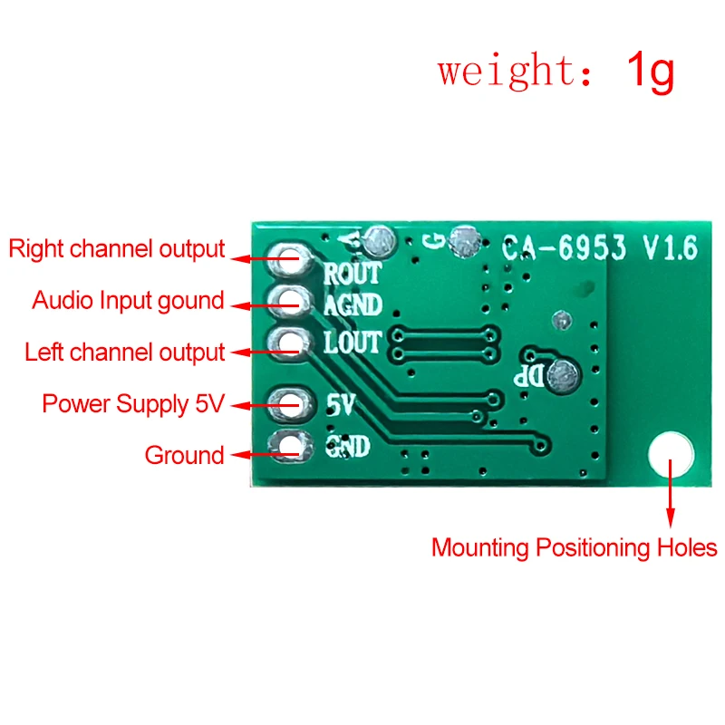 CA-6953 High-Efficiency 5V Audio Player Pure BT 5.0 Module 5G Chipset 5.0 BT Amplifier Board High-Performance Speaker