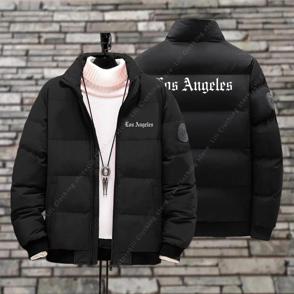 

True To Size Down Jackets for Man Winter Jackets Thick Warm Los Anegles Print Fashion Parkas Coats Clothing Men's Puffer Jacket
