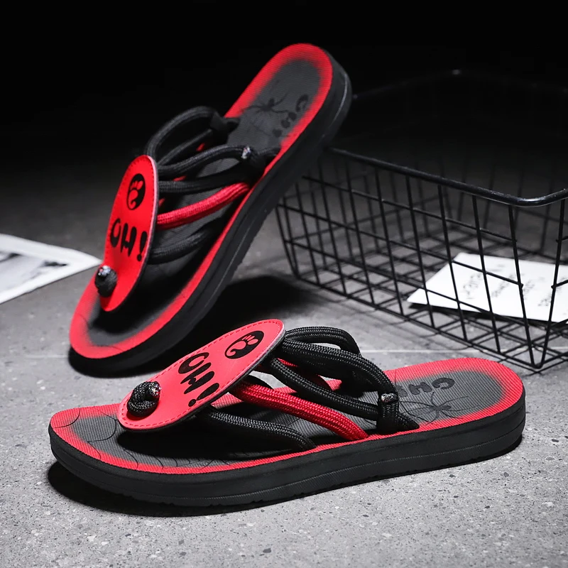 men's Summer Sandals Cute Ladybug Decor Flip Flops Casual Beach Slippers Comfortable Flat Shoes