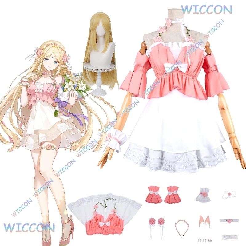 

Wuthering Waves 1 year Cartethyia Cosplay Pink Outfit Game Clothes Korea Dress Women Girls Halloween Wuwa Lolita Costume Wig