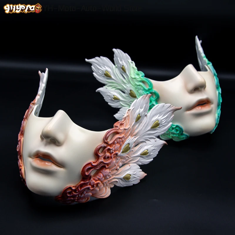 Masque de beauté de mascarade, accessoires de Costume d'halloween, masque esthétique pour femmes, demi-visage de fête, accessoires de Costume Hanfu