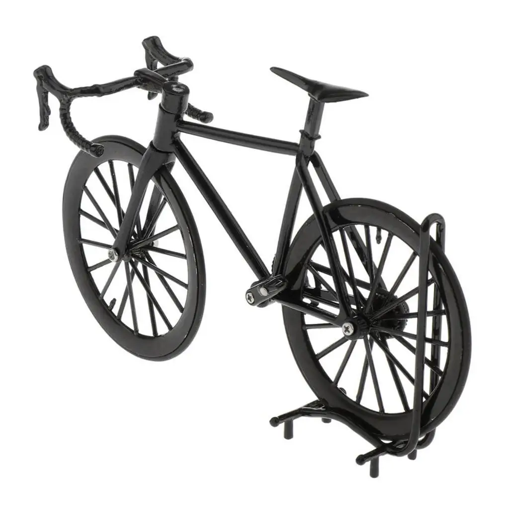 Modelo de bicicleta fundida em liga escala 1/14, brinquedos de bicicleta artesanais amarelo