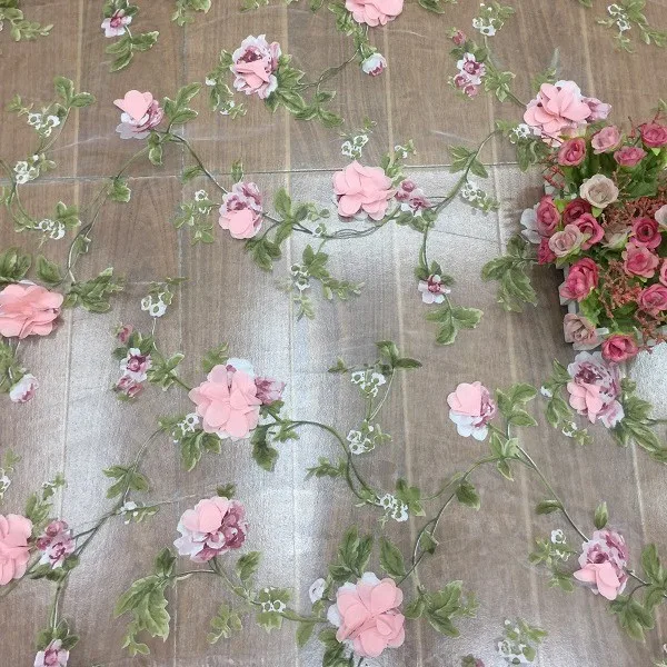 

High Quality Classic 3D Printed Embroidery Lace Decal Fabric Handmade Clothing Wedding Background Decoration Fabric Accessories