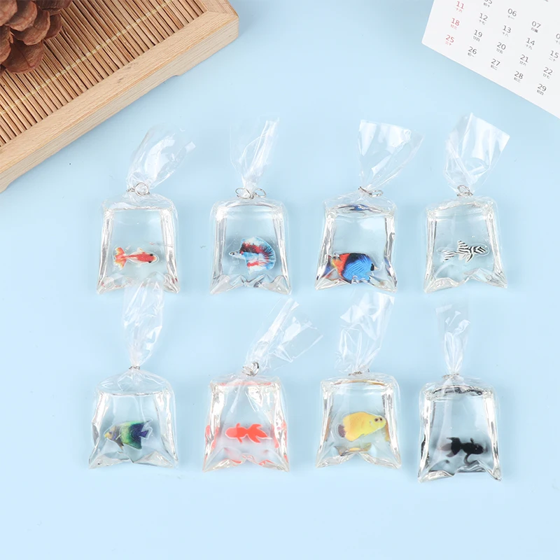 1Bag 1:12 Dollhouse Miniature Fish Tank Goldfish Cute Ornamental Fish Model Doll House Home Aquarium Scene Decor Toy Accessories