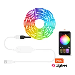 Tuya-Zigbee 스마트 Led 조명 TV USB Led 스트립 RGB Led 테이프 스마트 라이프 앱 램프, Zigbee 3.0 Hub Alexa Google 홈과 함께 작동