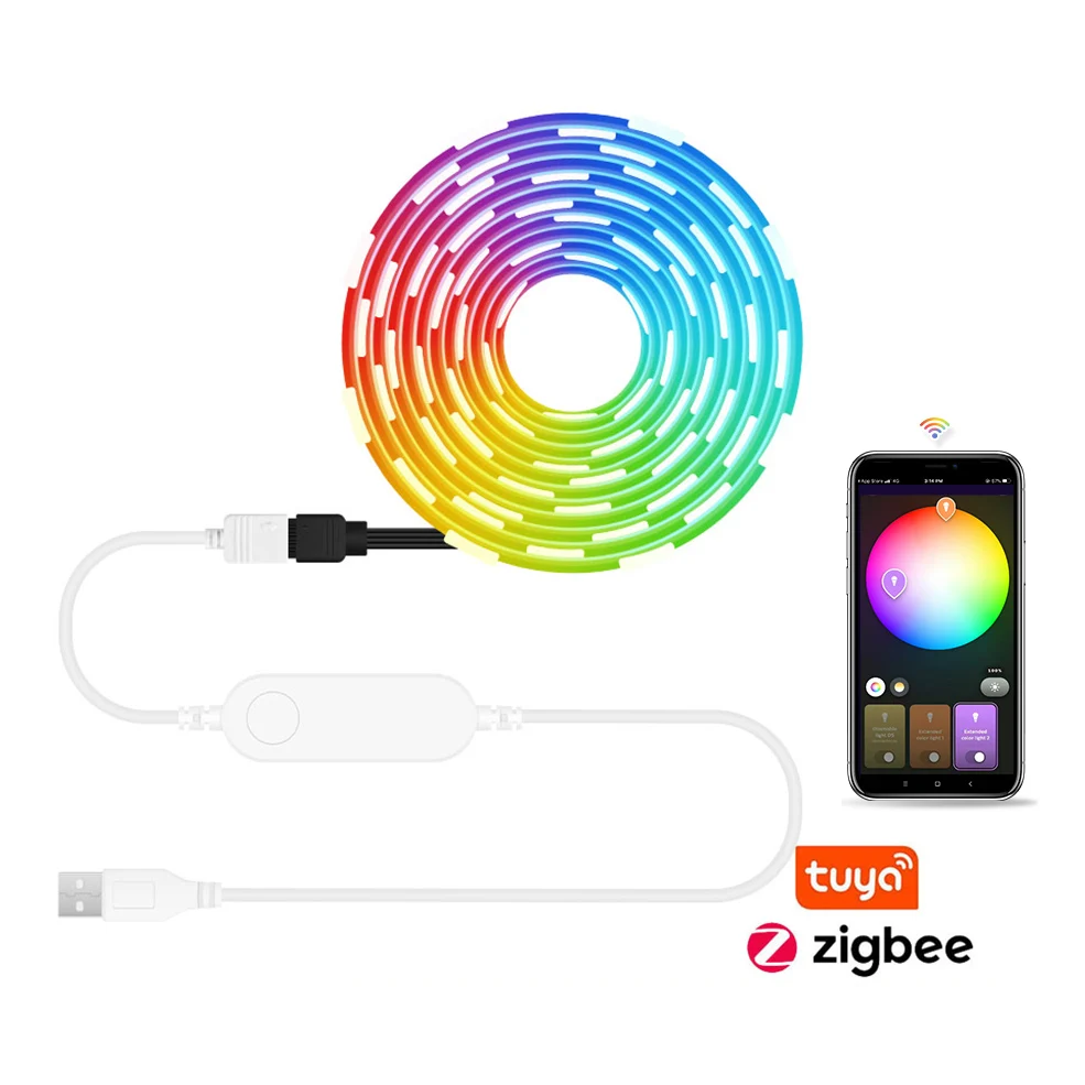 tuya zigbee inteligente luzes led para tv usb tira led rgb fita vida inteligente app lampada funciona com zigbee 30 hub alexa google casa 01