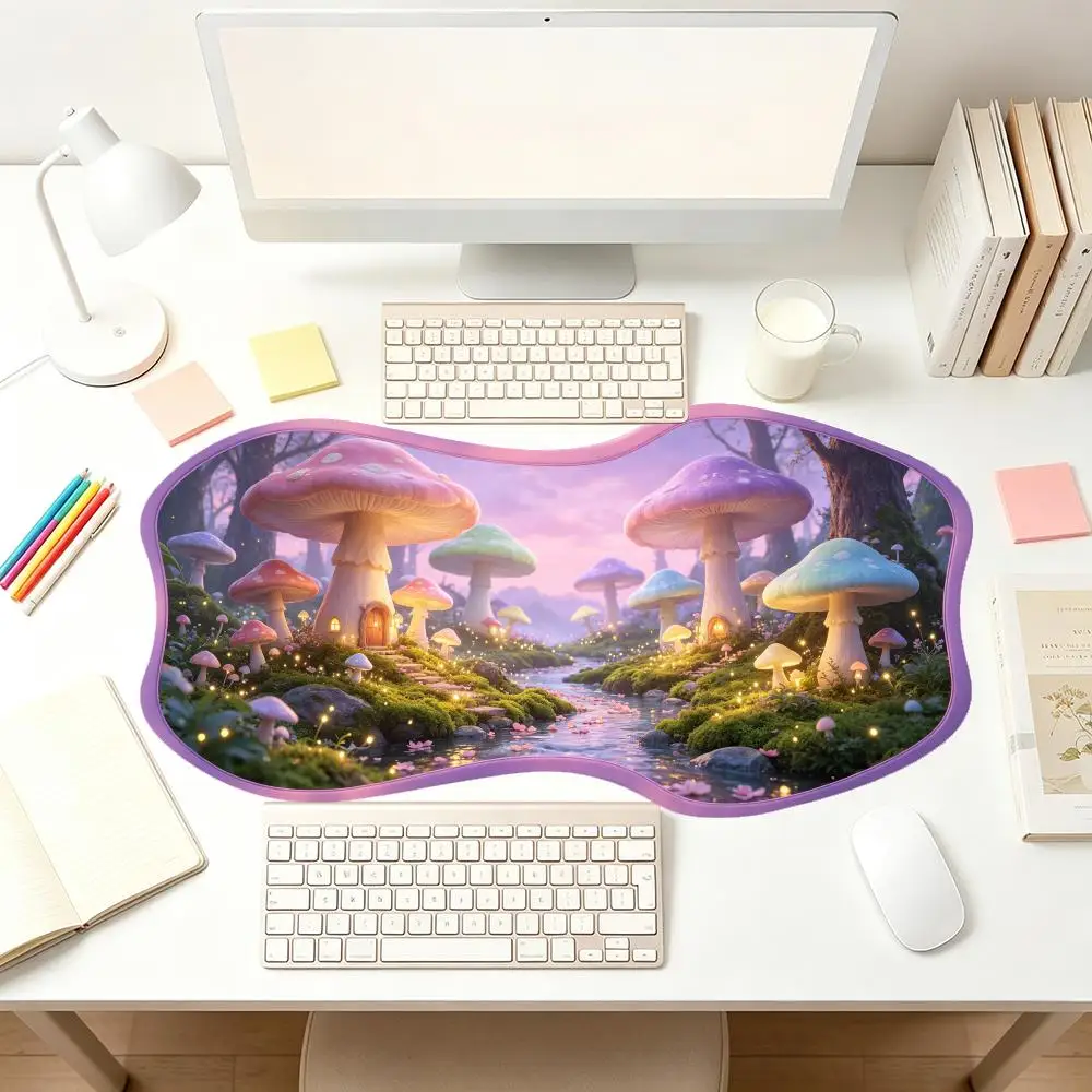 Fairy Tale Mushroom House Play Mat Creative Smooth Cloth Surface Large Size Special Shaped Kids Room
