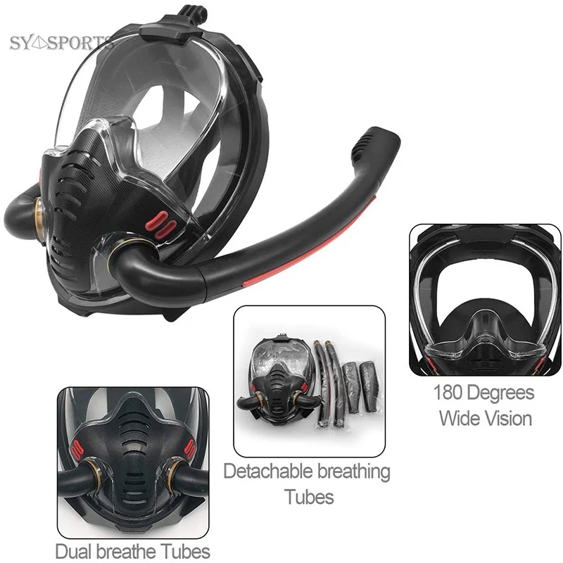 

Double Breathing Tube Full Face Mask Silicone Scuba Diving Swimming Snorkeling Mask Leak proof Diving Mask buceo 스노클링 마스크 다이빙