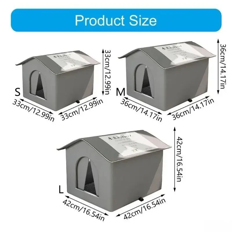 Four Seasons Cat House Outdoor Waterproof Pet Shelter for Cold Weather Stray Cats Dogs Thermal Insulated Windproof Design view 6