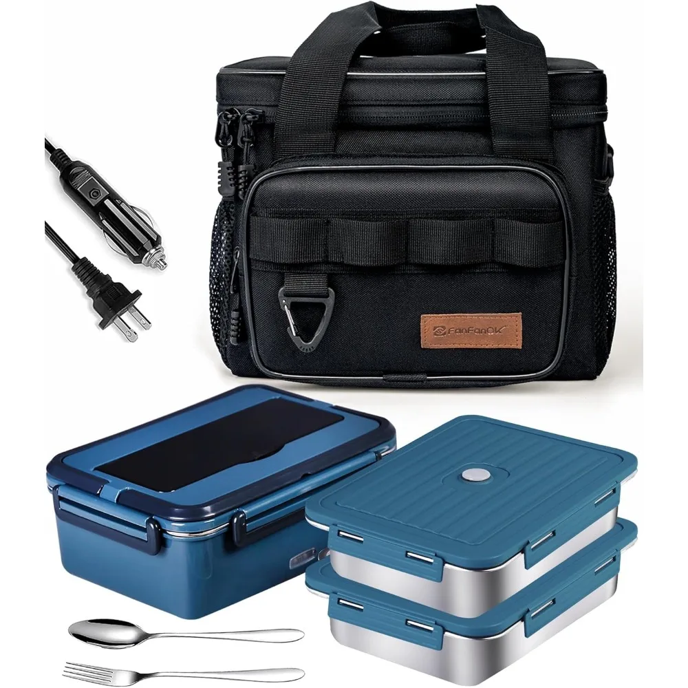 

80W Electric Lunch Box Food Heater, 1.8L Portable Warmer for Work Car Home with Insulated Bag, 12V-110V