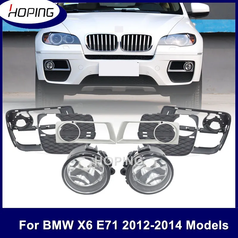 Hoping 4PCS For BMW X6 E71 E72 2013 2014 Front Bumper Fog Light Lamp Front Driving Foglight Assy