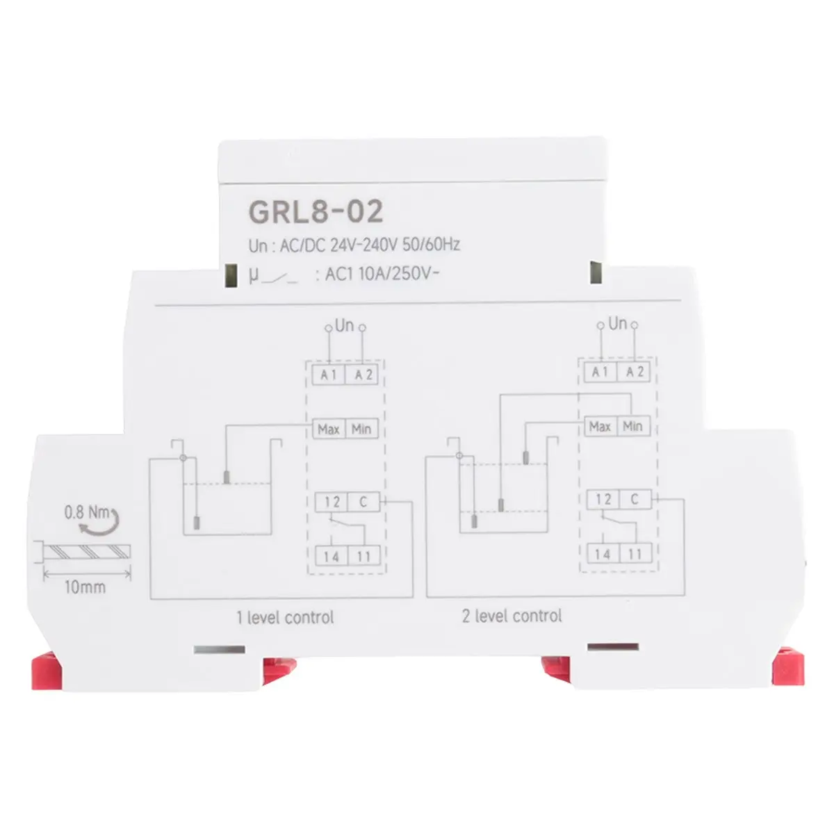 ABAN  GRL8-02 Liquid Control Relay Level Control Relay 10A ACDC24V-240V Wide Range Voltage Water Pump Relay
