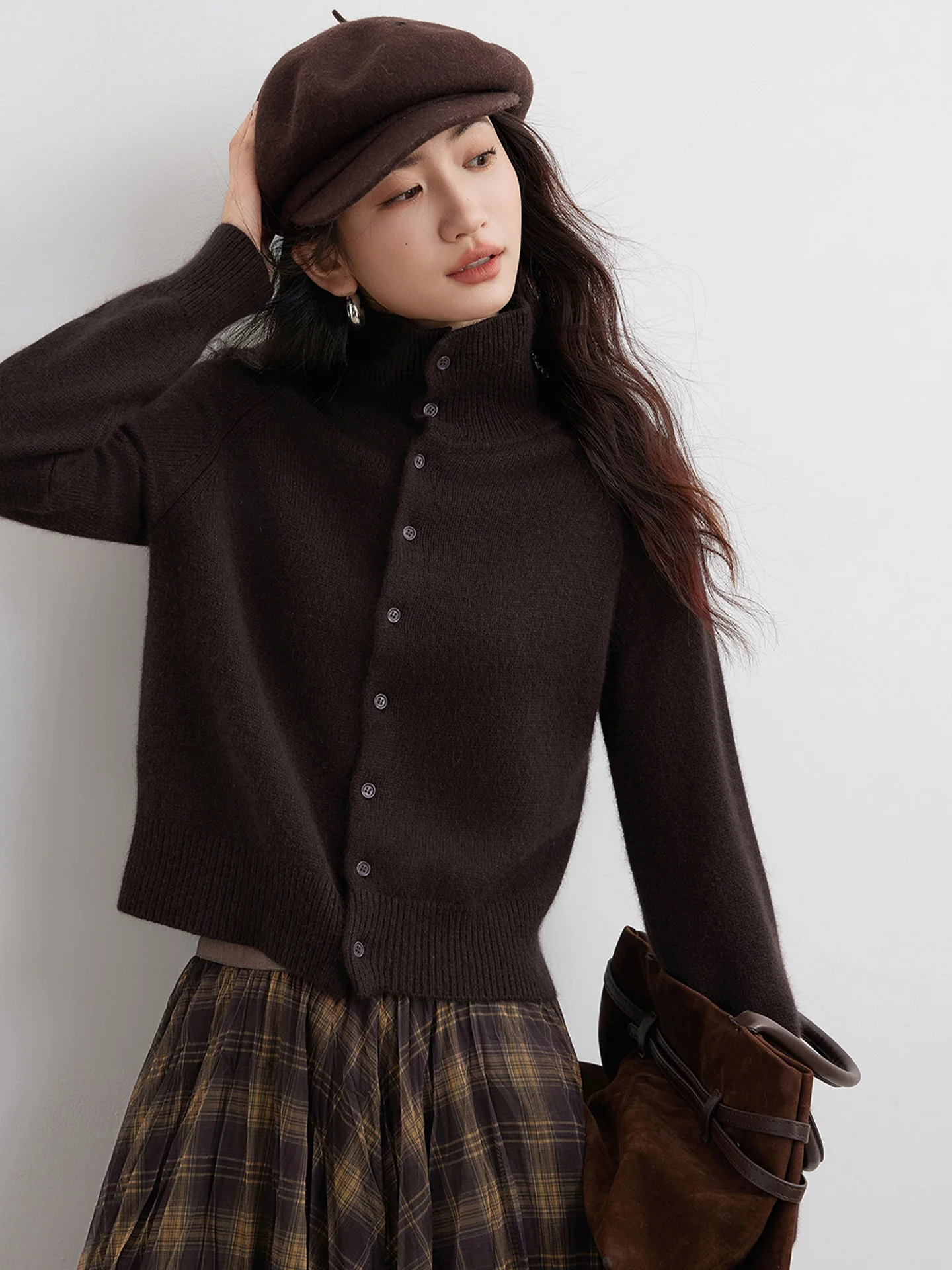 Sweter damski z dzianiny w stylu retro, przyjazny dla skóry, długi rękaw, kolorowy, modny, zimowy, uniwersalny, casualowy top.