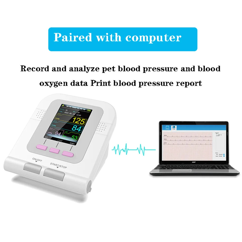 Cat Dog Sphygmomanometer Digital Veterinary NIBP Blood Pressure Monitor, Oximeter Probe Animal Circuference Cuff CONTEC08A-VET