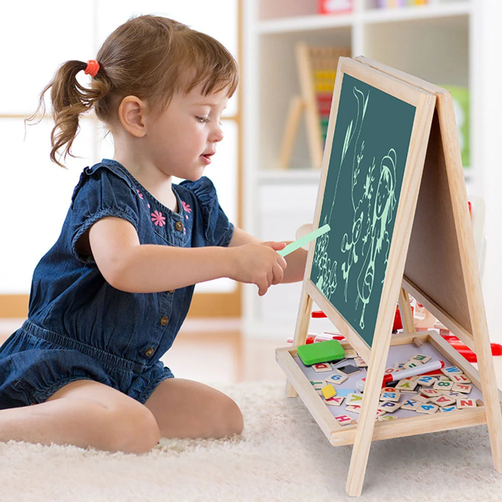 Pizarra magnética de doble cara para niños, tablero de dibujo y escritura, estacas de etiquetas de jardín, caballete de Arte de pie