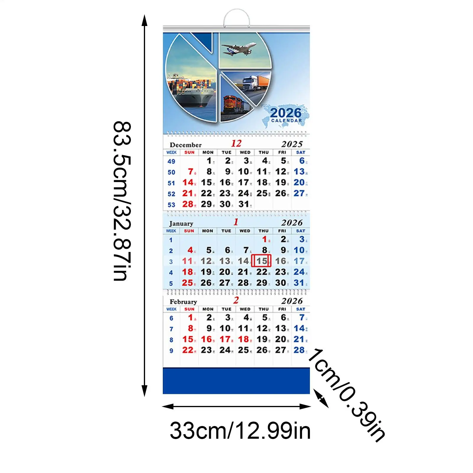 Wall Calendar 2026-2027 3 Months Schedule Planner Vertical Hangable Calendar for Friends Family Living Room Study Apartment view 6