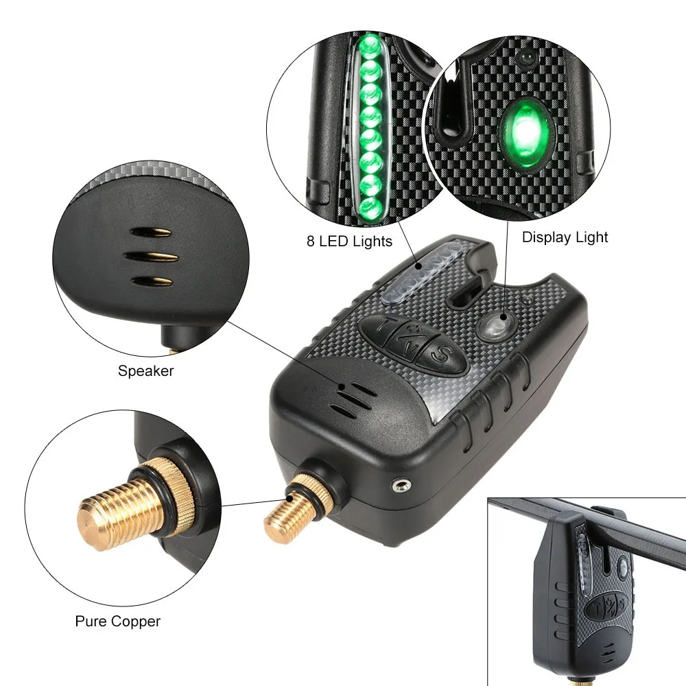 Loud Siren Fishing Bite Alarm 8 Tones 9V Battery Required Electronic Bite Alarm LED Light Fishing Bite Indicator for Enthusiasts