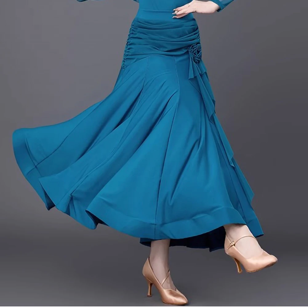 Walzer Tanz Fuchsia Hochwertiger Rock Neues Produkt Fishbone Rock Stereo Floral Ballroom Dance Eleganter Wettbewerb Langer Rock