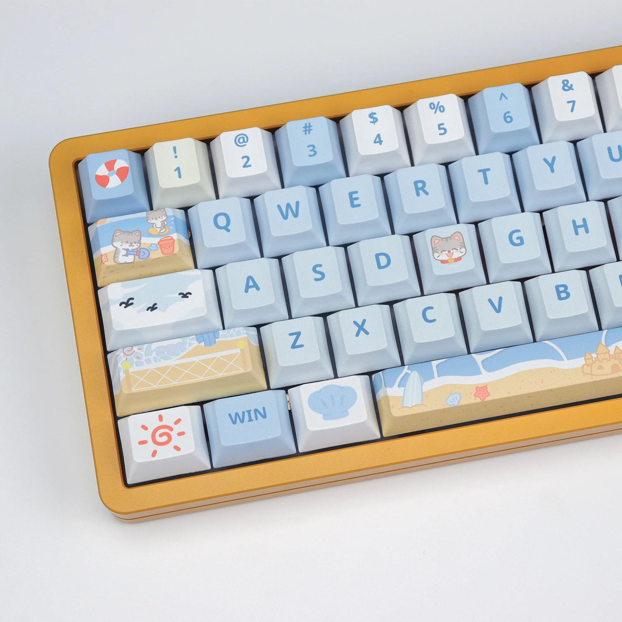 KBDiy Summer Beach Keycap PBT Cherry Profile Cute Anime Keycaps Custom Alice Split Space 7U ISO for Mechanical Keyboard Gaming