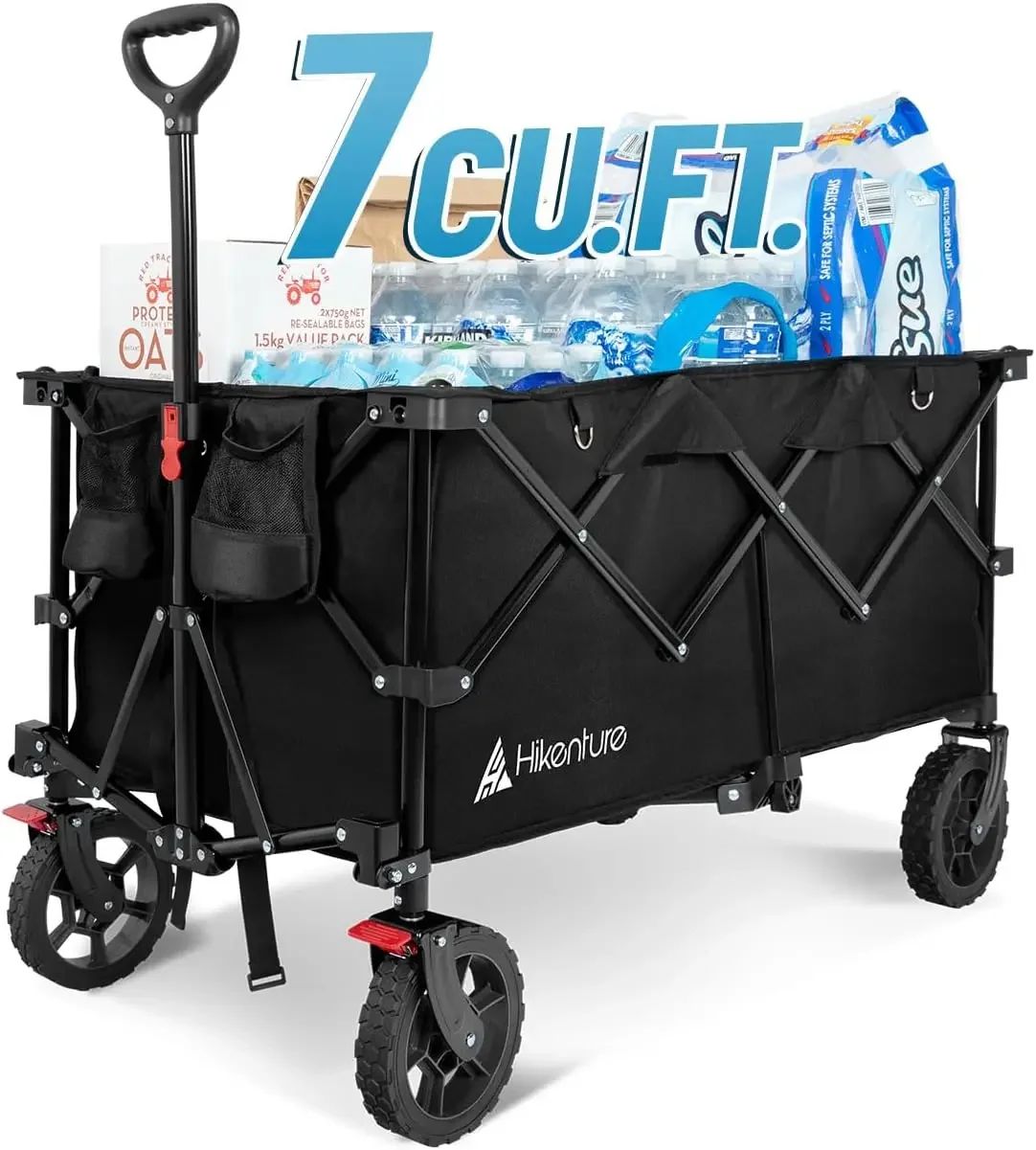 

330lbs Collapsible Wagon Cart, Ultra-Large Wagons Carts Foldable, Heavy Duty Folding Wagon with Wheels