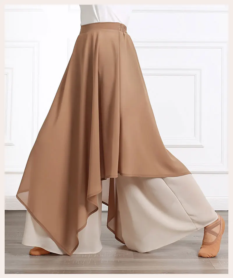 Folk Dance Pant Classical Dancing Pants Women Loose Wide Leg Trouser 2 Layers Fairy Rhyme Dancewear Flowy Pant Contrast Color